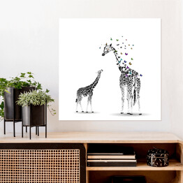 Plakat samoprzylepny Duża i mała żyrafa