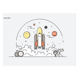 Plakat Rysunek - wystrzelenie rakiety w Kosmos