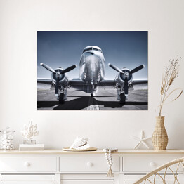 Plakat Lśniący samolot na pasie startowym