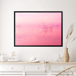 Obraz w ramie Połów w różowym kolorze