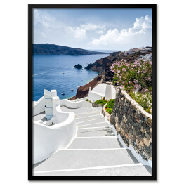 Plakat w ramie Kamienne schody na Oia, Santorini