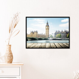 Plakat w ramie Widok z pomostu na Big Bena, Londyn, Wielka Brytania