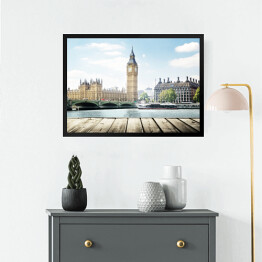 Obraz w ramie Widok z pomostu na Big Bena, Londyn, Wielka Brytania