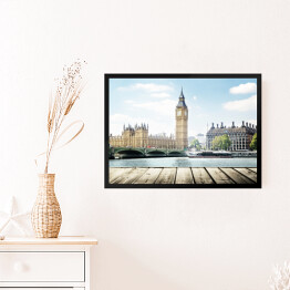 Obraz w ramie Widok z pomostu na Big Bena, Londyn, Wielka Brytania