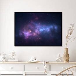 Plakat w ramie Nocne niebo - Wszechświat wypełniony gwiazdami i mgławicą