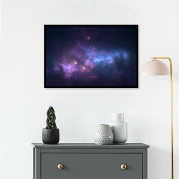 Plakat w ramie Nocne niebo - Wszechświat wypełniony gwiazdami i mgławicą