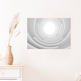 Plakat Biały okrągły tunel 3D