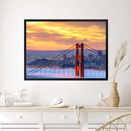 Obraz w ramie Mglisty poranek na Golden Gate Bridge