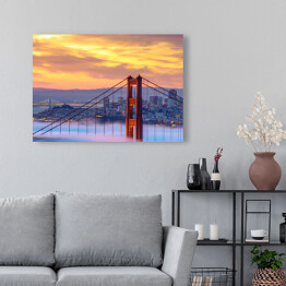 Obraz na płótnie Mglisty poranek na Golden Gate Bridge