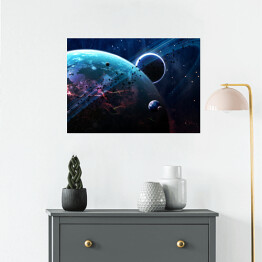 Plakat samoprzylepny Scena Wszechświata z planetami, gwiazdami i galaktykami w kosmosie 