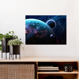 Plakat Scena Wszechświata z planetami, gwiazdami i galaktykami w kosmosie 