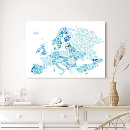 Obraz na płótnie Mapa Europy z kropek w odcieniach koloru niebieskiego