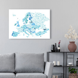 Obraz na płótnie Mapa Europy z kropek w odcieniach koloru niebieskiego