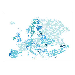 Plakat Mapa Europy z kropek w odcieniach koloru niebieskiego