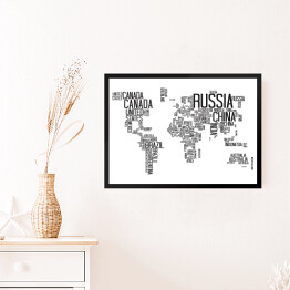 Obraz w ramie Mapa świata z typografią