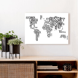 Obraz na płótnie Mapa świata z typografią