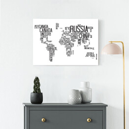 Obraz na płótnie Mapa świata z typografią