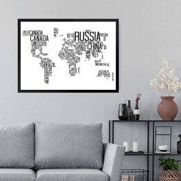 Obraz w ramie Mapa świata z typografią