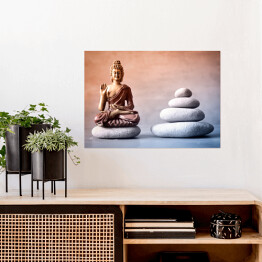 Plakat Budda i kamienie