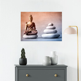 Plakat Budda i kamienie