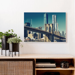 Obraz na płótnie Most Brooklynski z World Trade Center w tle 