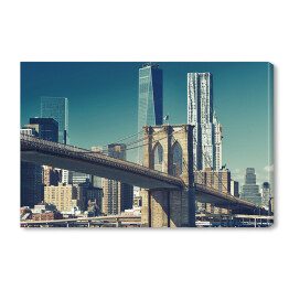 Obraz na płótnie Most Brooklynski z World Trade Center w tle 