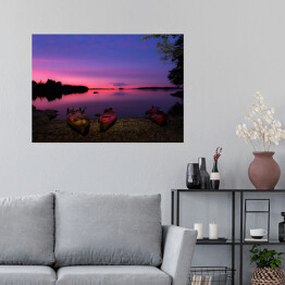 Plakat samoprzylepny Różowe niebo nad jeziorem