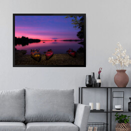 Obraz w ramie Różowe niebo nad jeziorem