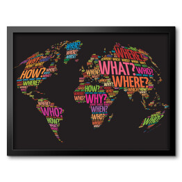 Obraz w ramie Mapa świata z kolorowych angielskich słów