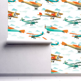 Tapeta w rolce Kolorowe samoloty w stylu retro