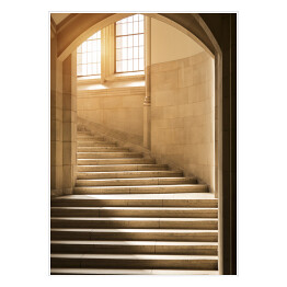 Plakat samoprzylepny Światło świecące przez okno na kamienne schody 