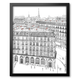 Obraz w ramie Widok z lotu ptaka na Paryż