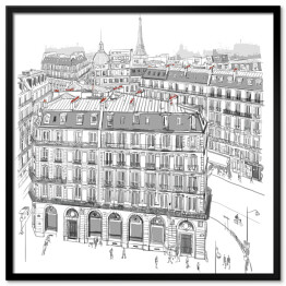 Plakat w ramie Widok z lotu ptaka na Paryż