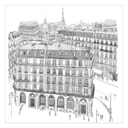 Plakat samoprzylepny Widok z lotu ptaka na Paryż