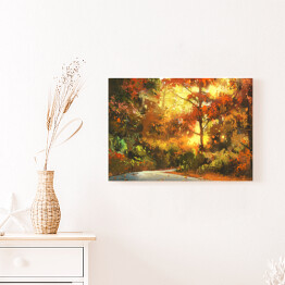 Obraz na płótnie Ścieżka prowadząca przez kolorowy jesienny las