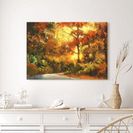 Obraz na płótnie Ścieżka prowadząca przez kolorowy jesienny las