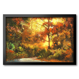 Obraz w ramie Ścieżka prowadząca przez kolorowy jesienny las