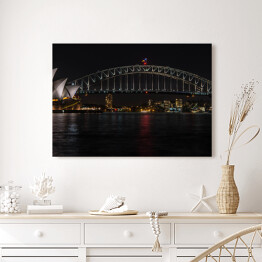 Obraz na płótnie Sydney Opera House i Harbour Bridge w nocy