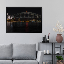 Obraz w ramie Sydney Opera House i Harbour Bridge w nocy