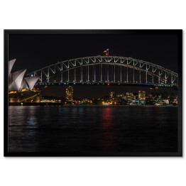 Plakat w ramie Sydney Opera House i Harbour Bridge w nocy