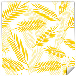 Tapeta winylowa zmywalna w rolce Żółte palmowe liście na jasnym tle