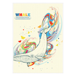 Plakat Wieloryb nurkujący na tęczowym tle