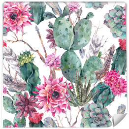Tapeta samoprzylepna w rolce Akwarela - piękne kwitnące kaktusy