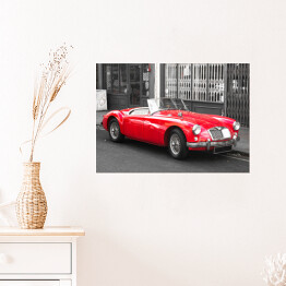 Plakat samoprzylepny Old Vintage Red Sport Car