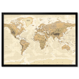 Plakat w ramie Mapa świata w stylu vintage