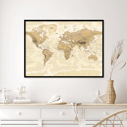 Plakat w ramie Mapa świata w stylu vintage