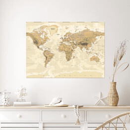 Plakat samoprzylepny Mapa świata w stylu vintage
