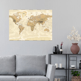 Plakat Mapa świata w stylu vintage