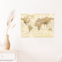 Plakat samoprzylepny Mapa świata w stylu vintage