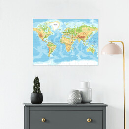 Plakat Mapa fizyczna świata 